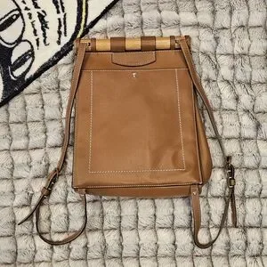 TORY BURCH Dowel Leather Backpack purse adjustable brown medium sized EUC RARE Tory Burch | Bags | Tory Burch Dowel Leather Backpack Purse  main image 4